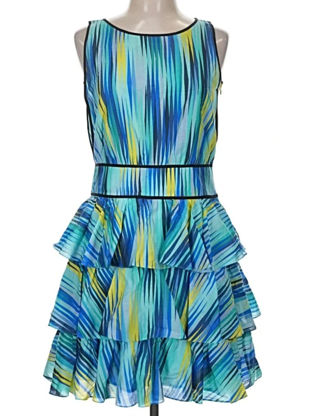 Cynthia Steffe Silk Blend Striped Ruffle Dress